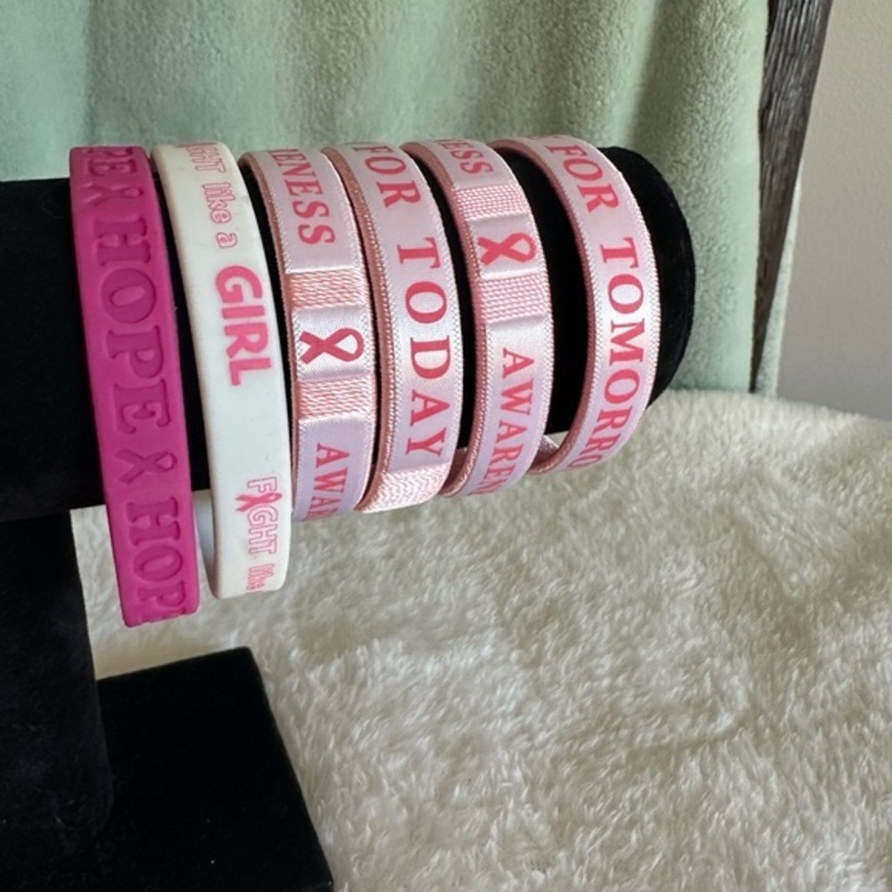 Pink and White Breast Cancer Awareness Bracelets
